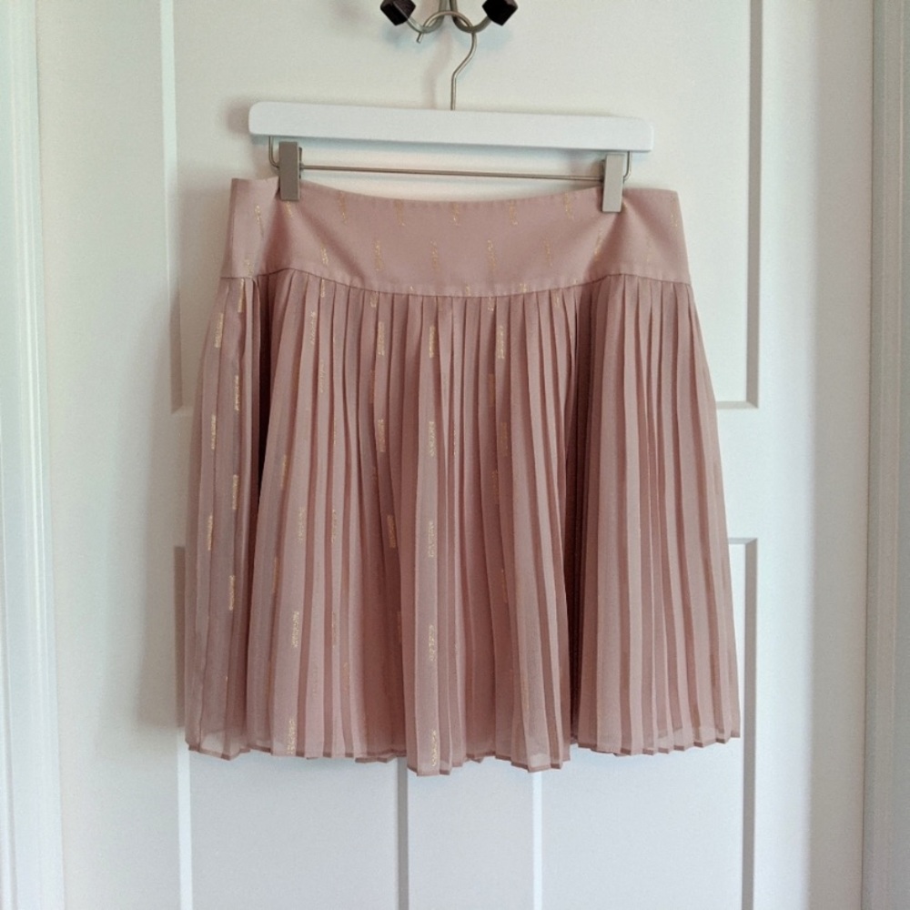 LOFT Pink and Gold Pleated Skirt